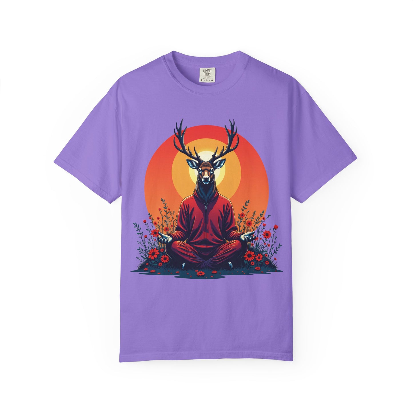 Garment-Dyed T-Shirt | "Lotus Deer" by Nicodemus Studios-Violet-S-Nicodemus Studios