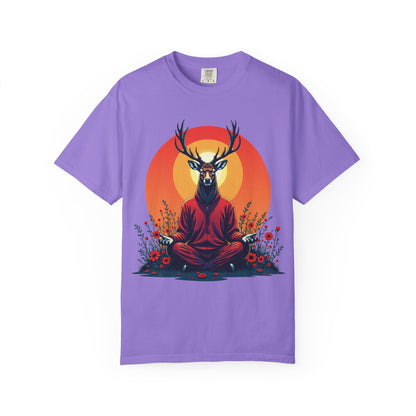 Garment-Dyed T-Shirt | "Lotus Deer" by Nicodemus Studios-Violet-S-Nicodemus Studios
