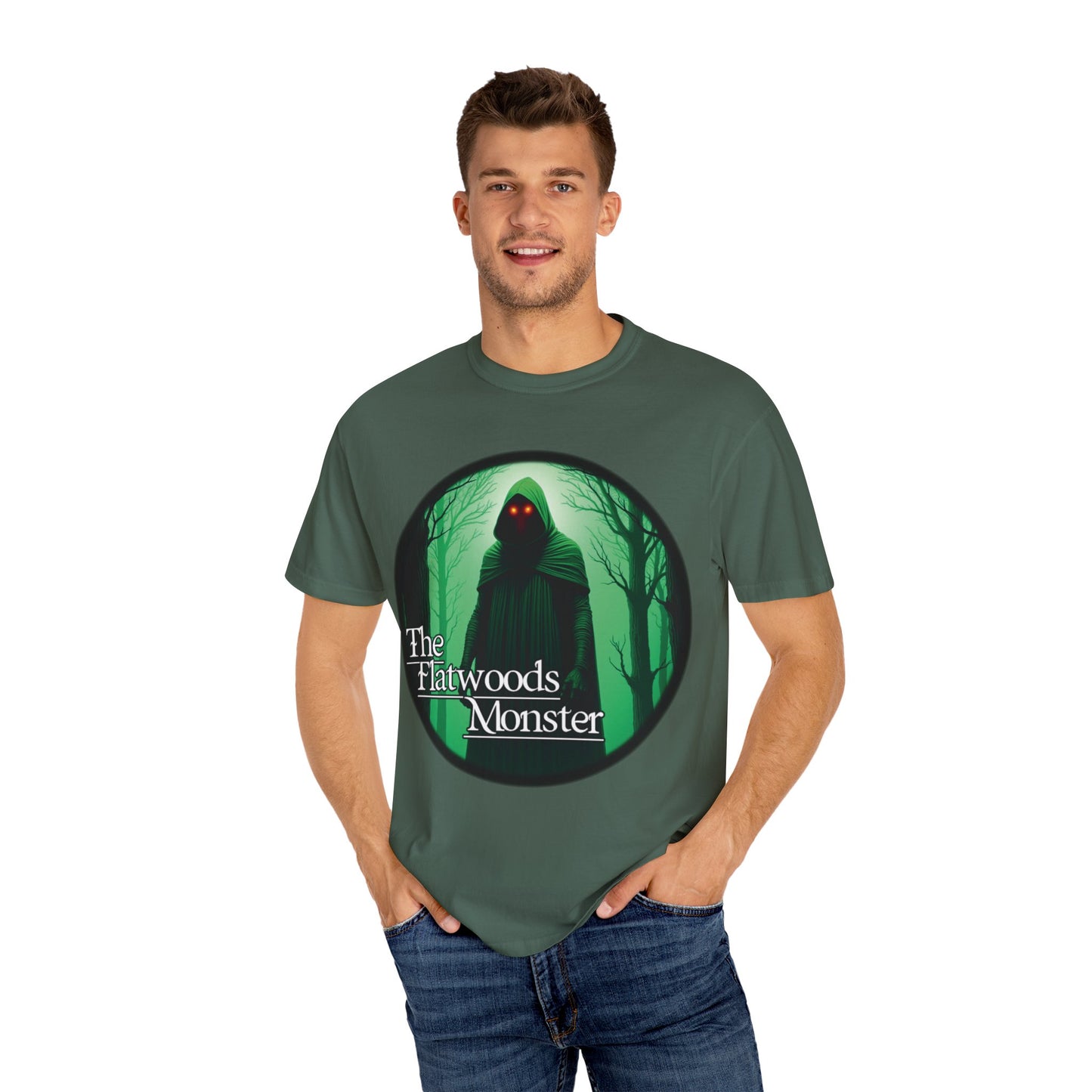 Garment-Dyed T-Shirt | The Flatwoods Monster-Blue Spruce-S-Nicodemus Studios