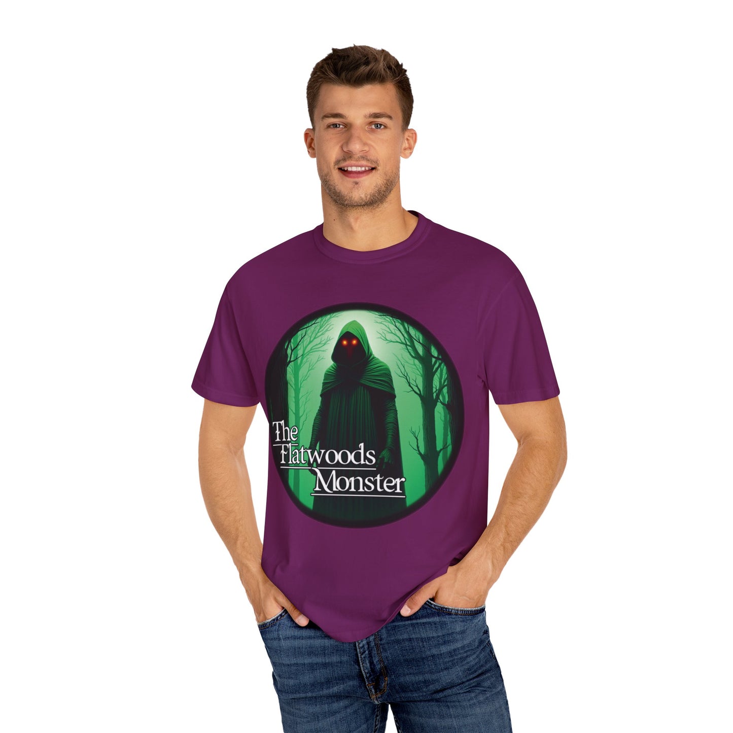 Garment-Dyed T-Shirt | The Flatwoods Monster-Boysenberry-S-Nicodemus Studios