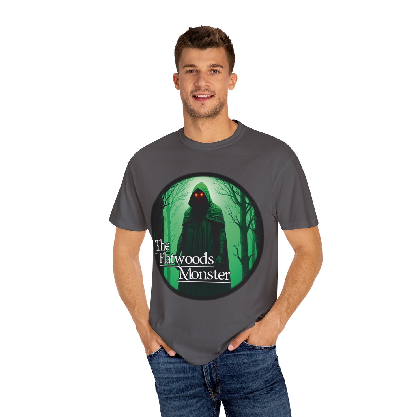 Garment-Dyed T-Shirt | The Flatwoods Monster-Graphite-S-Nicodemus Studios
