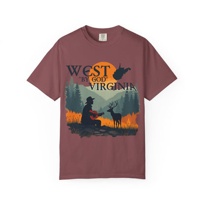 Garment-Dyed T-Shirt | West "By God" Virginia by Nicodemus Studios-Brick-S-Nicodemus Studios