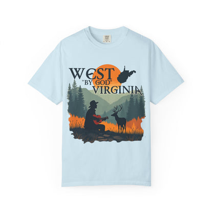 Garment-Dyed T-Shirt | West "By God" Virginia by Nicodemus Studios-Chambray-S-Nicodemus Studios