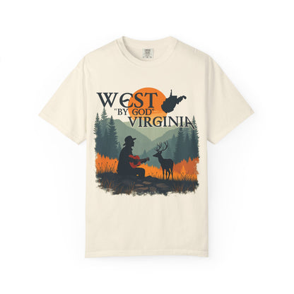 Garment-Dyed T-Shirt | West "By God" Virginia by Nicodemus Studios-Ivory-S-Nicodemus Studios