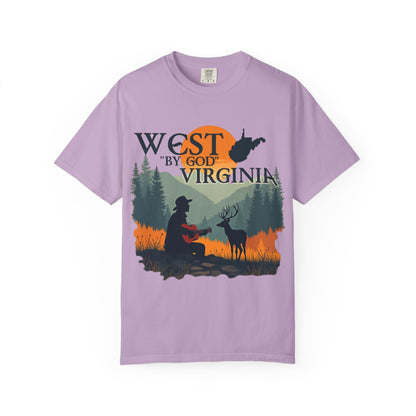 Garment-Dyed T-Shirt | West "By God" Virginia by Nicodemus Studios-Orchid-S-Nicodemus Studios
