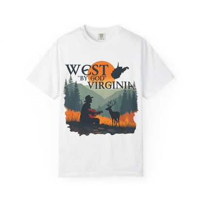 Garment-Dyed T-Shirt | West "By God" Virginia by Nicodemus Studios-White-S-Nicodemus Studios