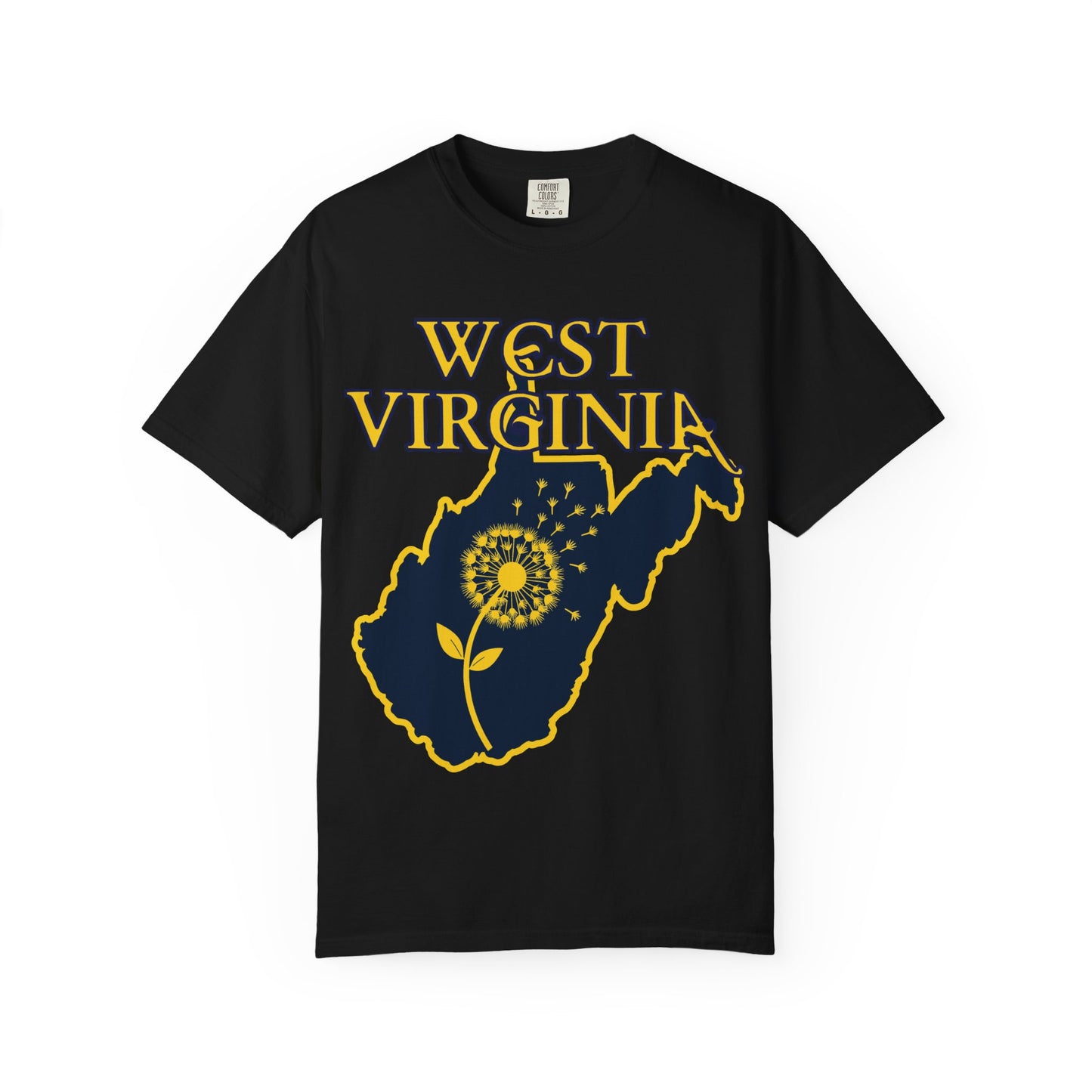 Garment-Dyed T-Shirt | West Virginia Dandelion Design-Black-S-Nicodemus Studios