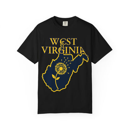 Garment-Dyed T-Shirt | West Virginia Dandelion Design-Black-S-Nicodemus Studios