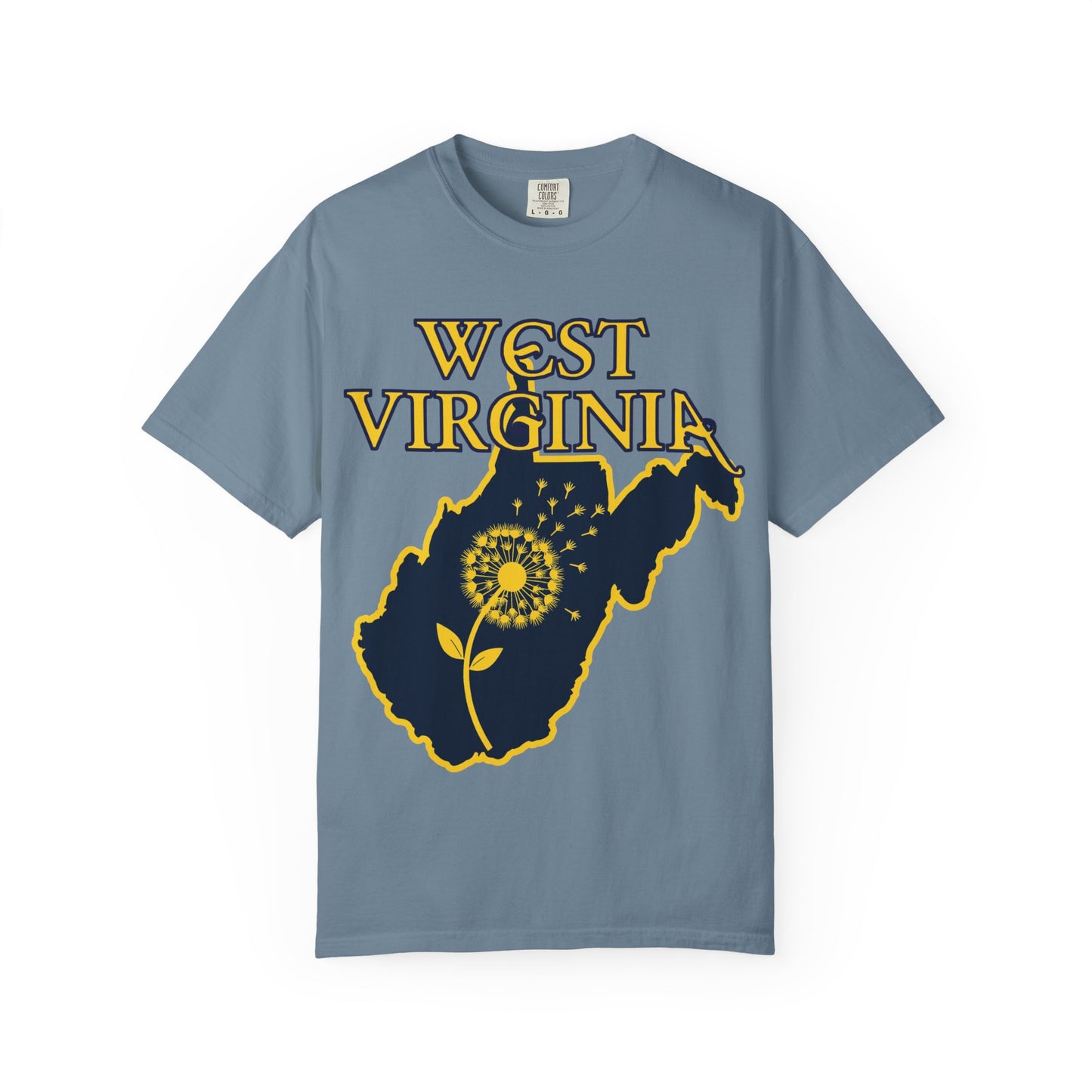 Garment-Dyed T-Shirt | West Virginia Dandelion Design-Ice Blue-S-Nicodemus Studios