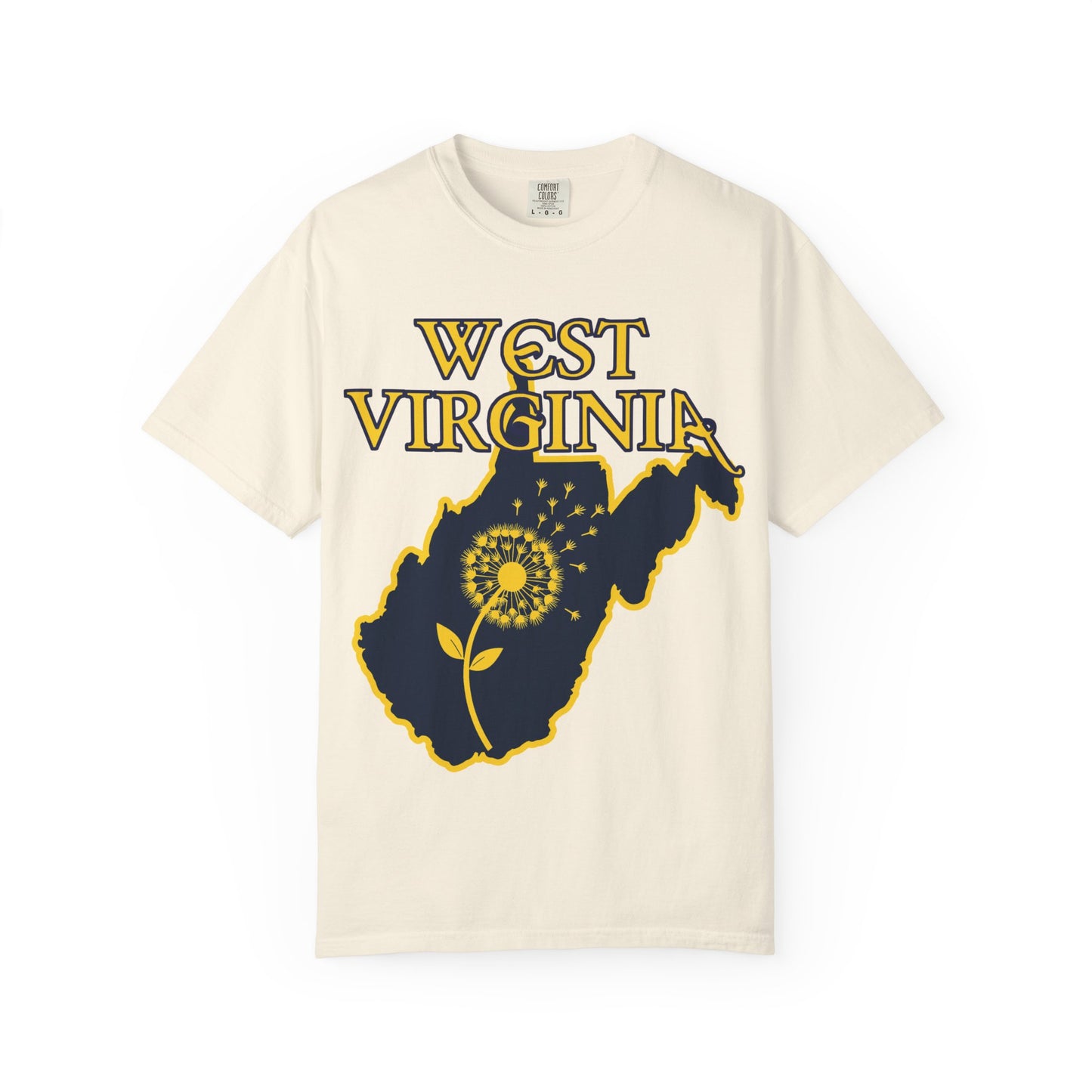 Garment-Dyed T-Shirt | West Virginia Dandelion Design-Ivory-S-Nicodemus Studios