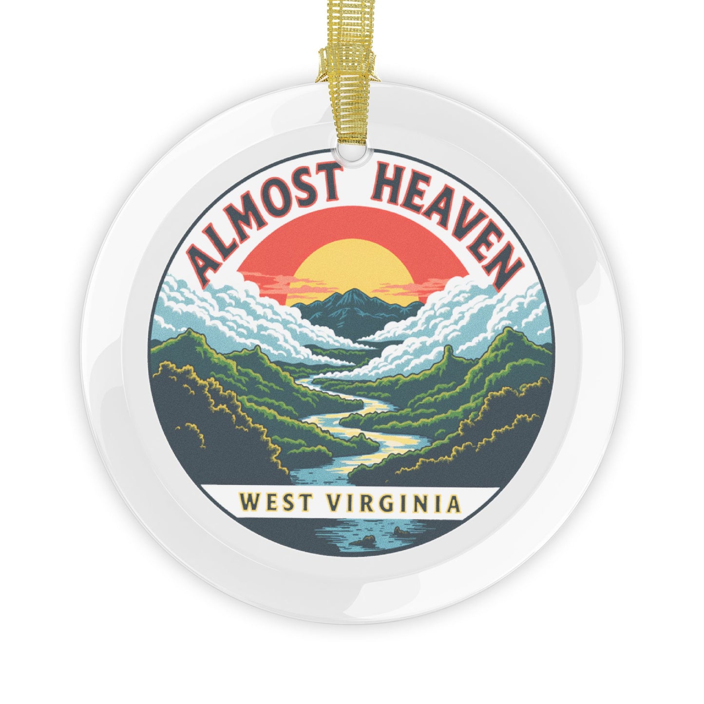 Glass Holiday Ornaments | "Almost Heaven West Virginia"-5 pcs-Round-One Size-Nicodemus Studios