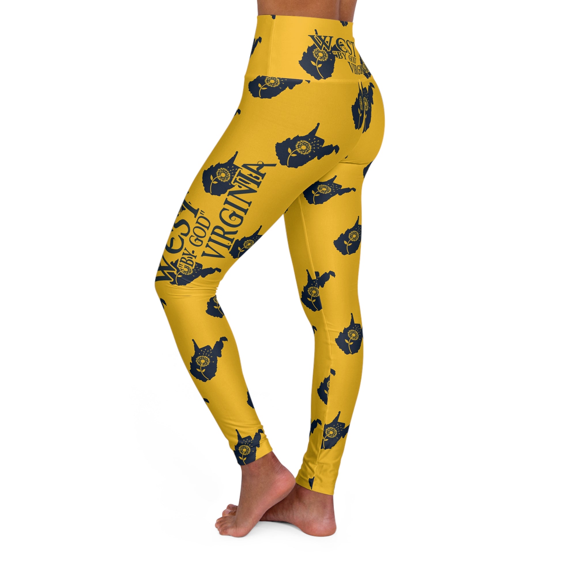 High Waisted Yoga Leggings | "Game-Day West Virginia"-Nicodemus Studios