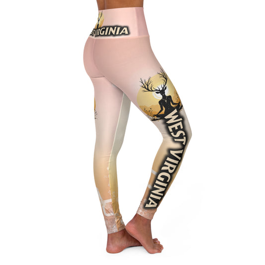 High Waisted Yoga Leggings | West Virginia "Fawn Meditation" by Nicodemus Studios-XS-Nicodemus Studios