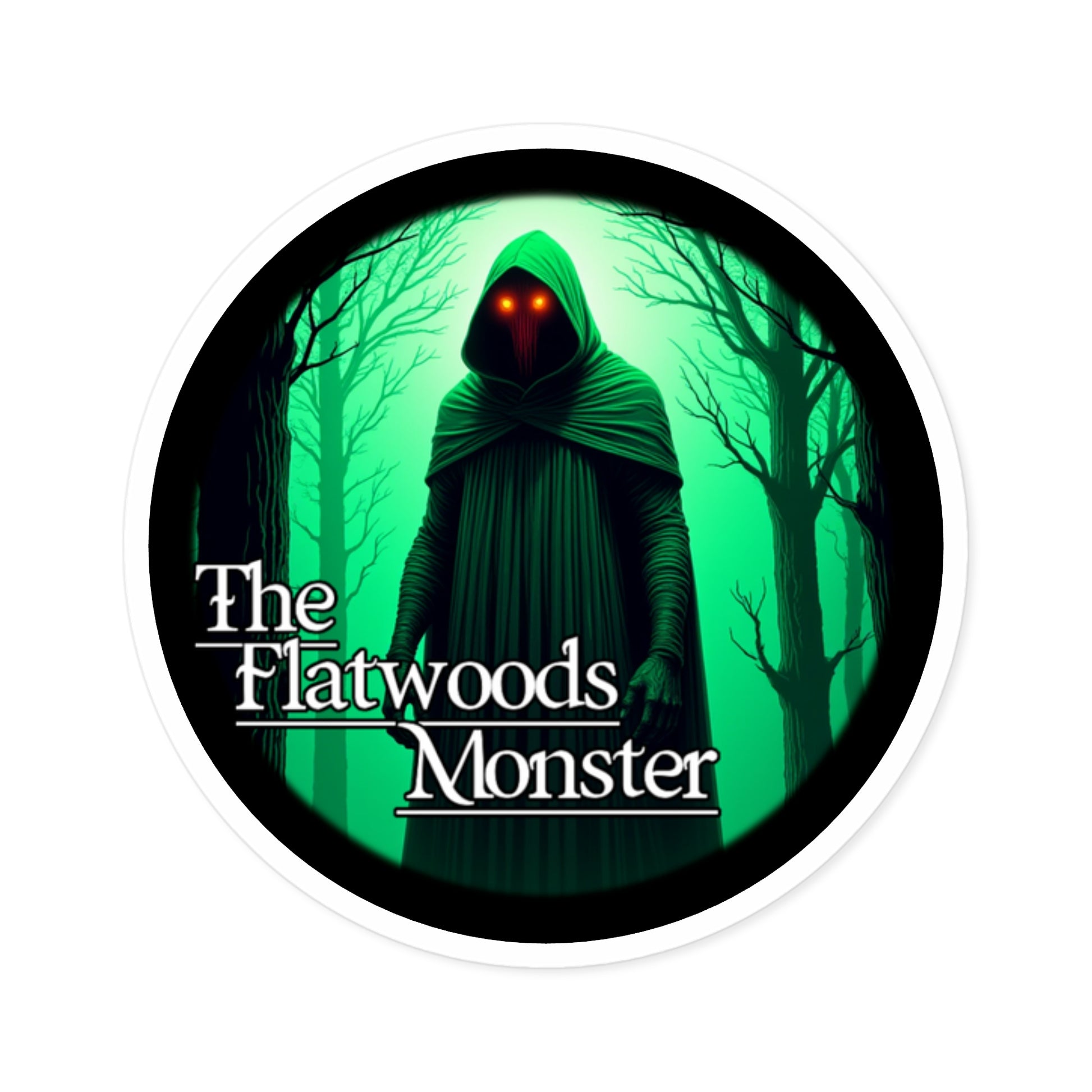 Indoor/Outdoor Decal | The Flatwoods Monster-2" × 2"-Round-White-Nicodemus Studios