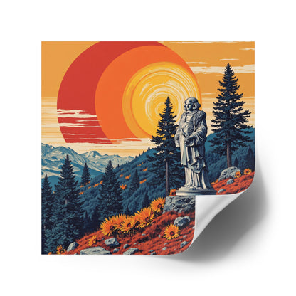 ""Indoor/Outdoor sticker | Nicodemus Statue-Square-4" × 4"-White-Nicodemus Studios