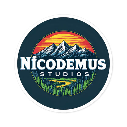 "Indoor/Outdoor sticker | Nicodemus Studios Logo-4" × 4"-Round-White-Nicodemus Studios