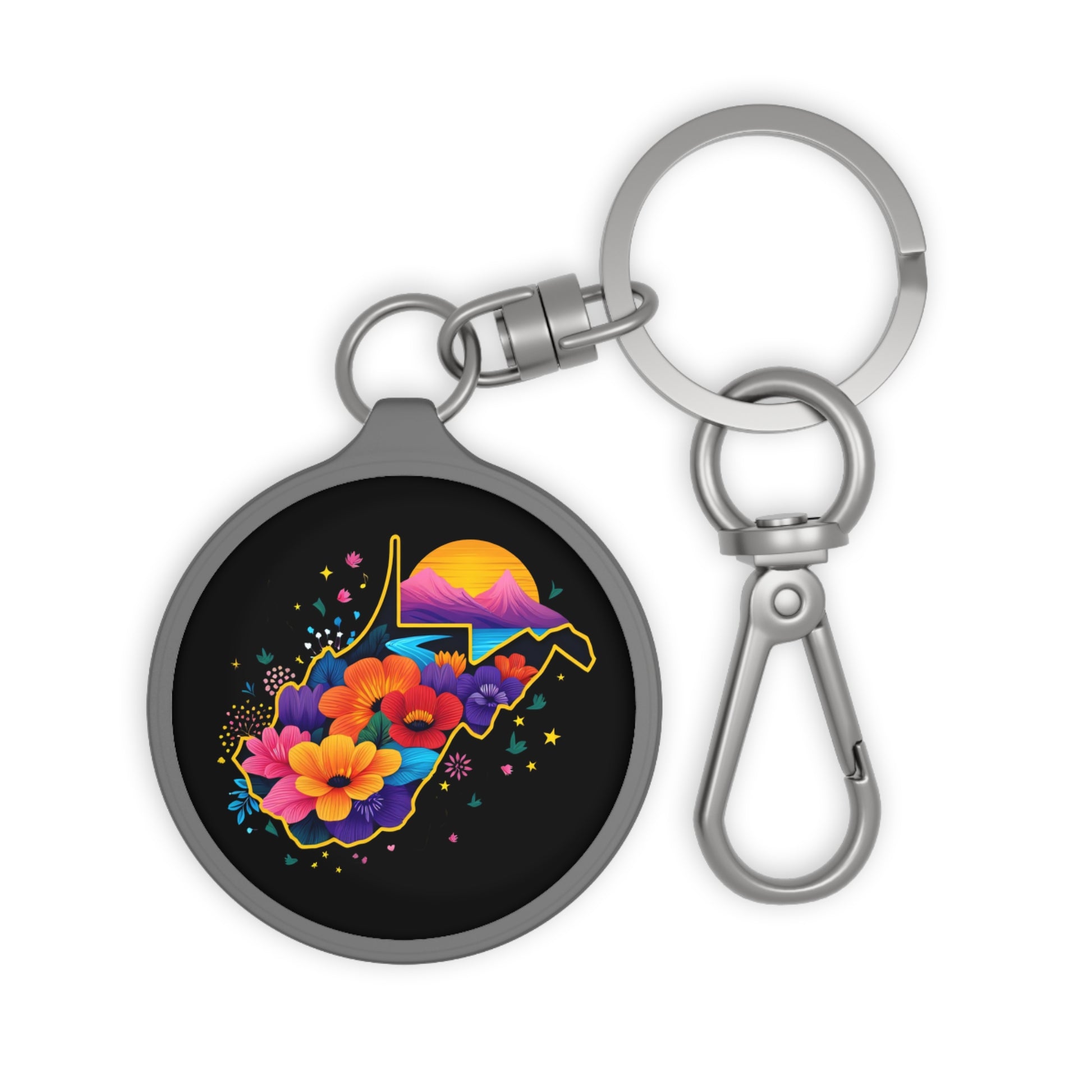 Keyring Tag | West Virginia Floral-One size-Grey-Nicodemus Studios