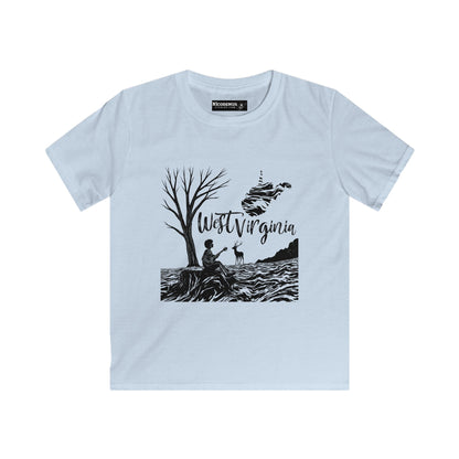 Kids Soft Style Short Sleeve Shirt | "Midnight Visions" by Nicodemus Studios-M-Light Blue-Nicodemus Studios