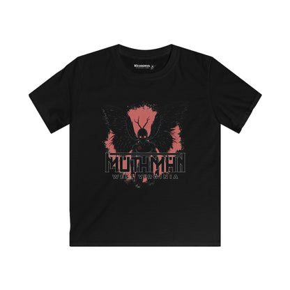Kids Soft Style Short Sleeve Shirt | Mothman West Virginia-XS-Black-Nicodemus Studios