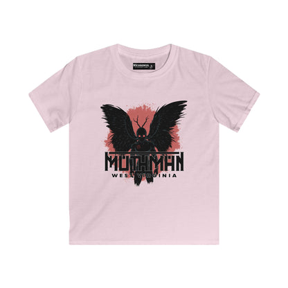 Kids Soft Style Short Sleeve Shirt | Mothman West Virginia-XS-Light Pink-Nicodemus Studios