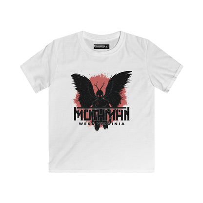Kids Soft Style Short Sleeve Shirt | Mothman West Virginia-XS-White-Nicodemus Studios