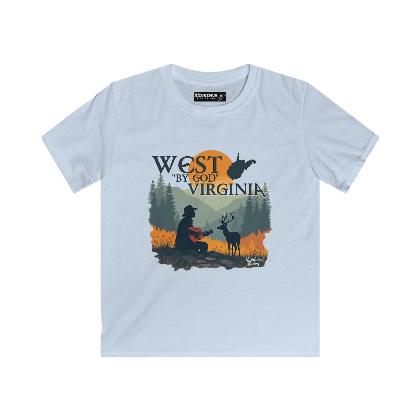 Kids Tee | "West By God Virginia" by Nicodemus Studios-M-Light Blue-Nicodemus Studios