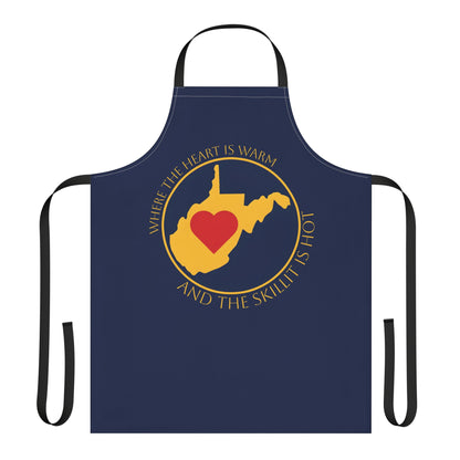 Kitchen Apron | WV "Where The Heart Is Warm, And The Skillet Is Hot"-One size-Black-Nicodemus Studios