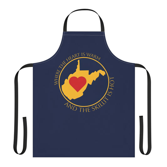 Kitchen Apron | WV "Where The Heart Is Warm, And The Skillet Is Hot"-One size-Black-Nicodemus Studios