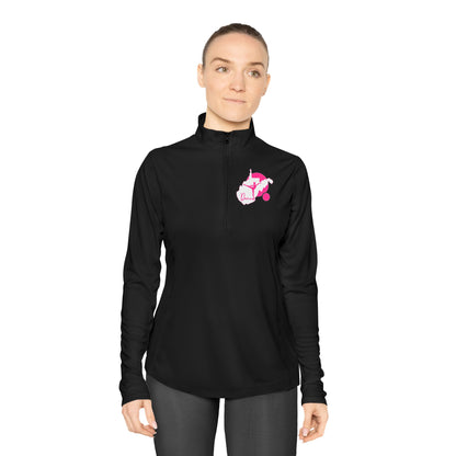 Ladies Quarter-Zip Pullover | WV Script Dance Graphic-Black-XS-Nicodemus Studios