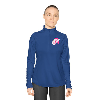 Ladies Quarter-Zip Pullover | WV Script Dance Graphic-True Royal-XS-Nicodemus Studios