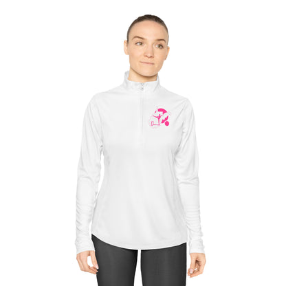 Ladies Quarter-Zip Pullover | WV Script Dance Graphic-White-XS-Nicodemus Studios