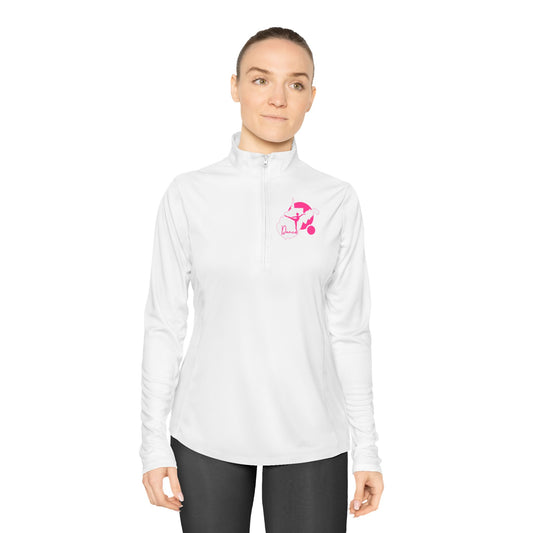 Ladies Quarter-Zip Pullover | WV Script Dance Graphic-White-XS-Nicodemus Studios