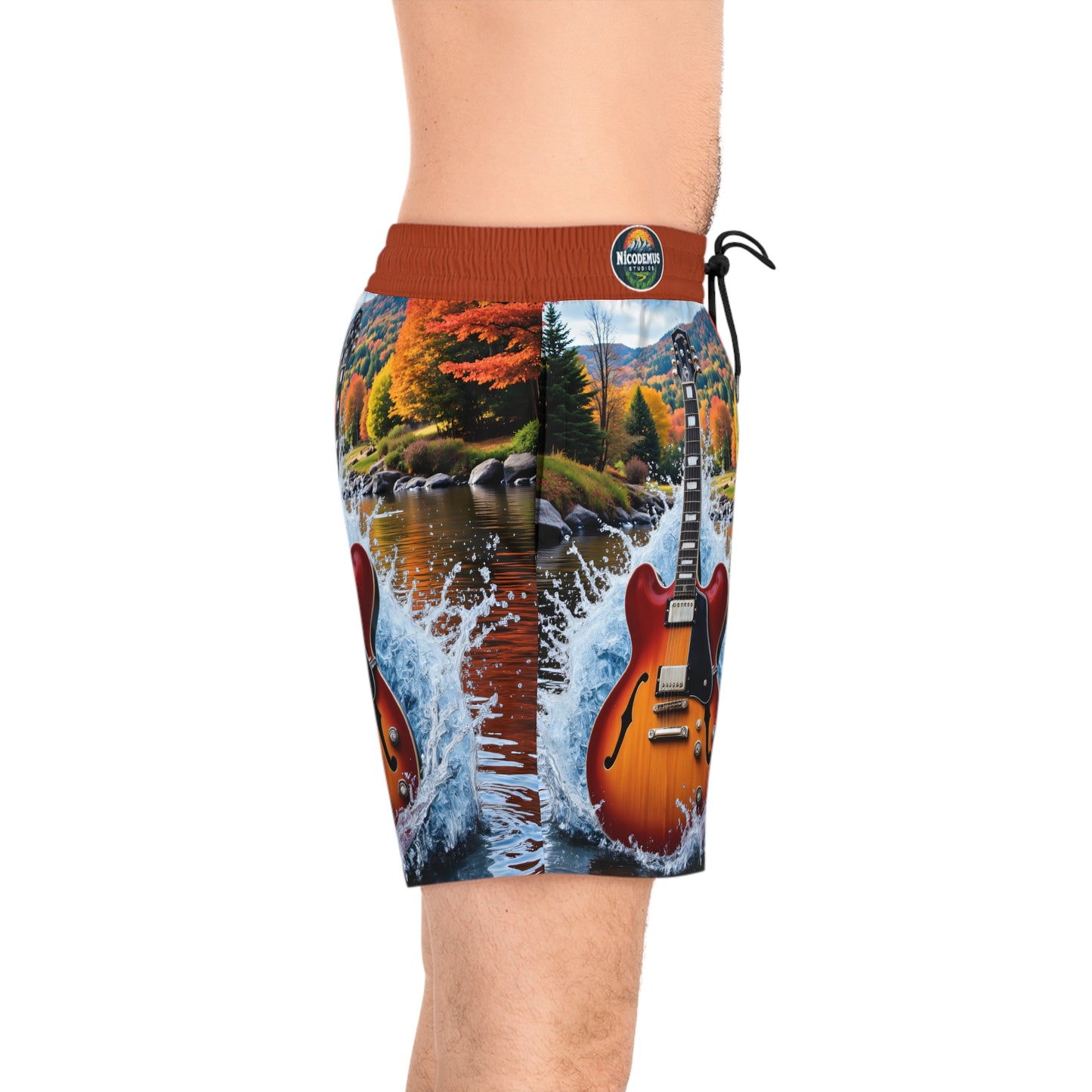 Men's Mid-Length Swim Shorts | Guitar Splash-Nicodemus Studios