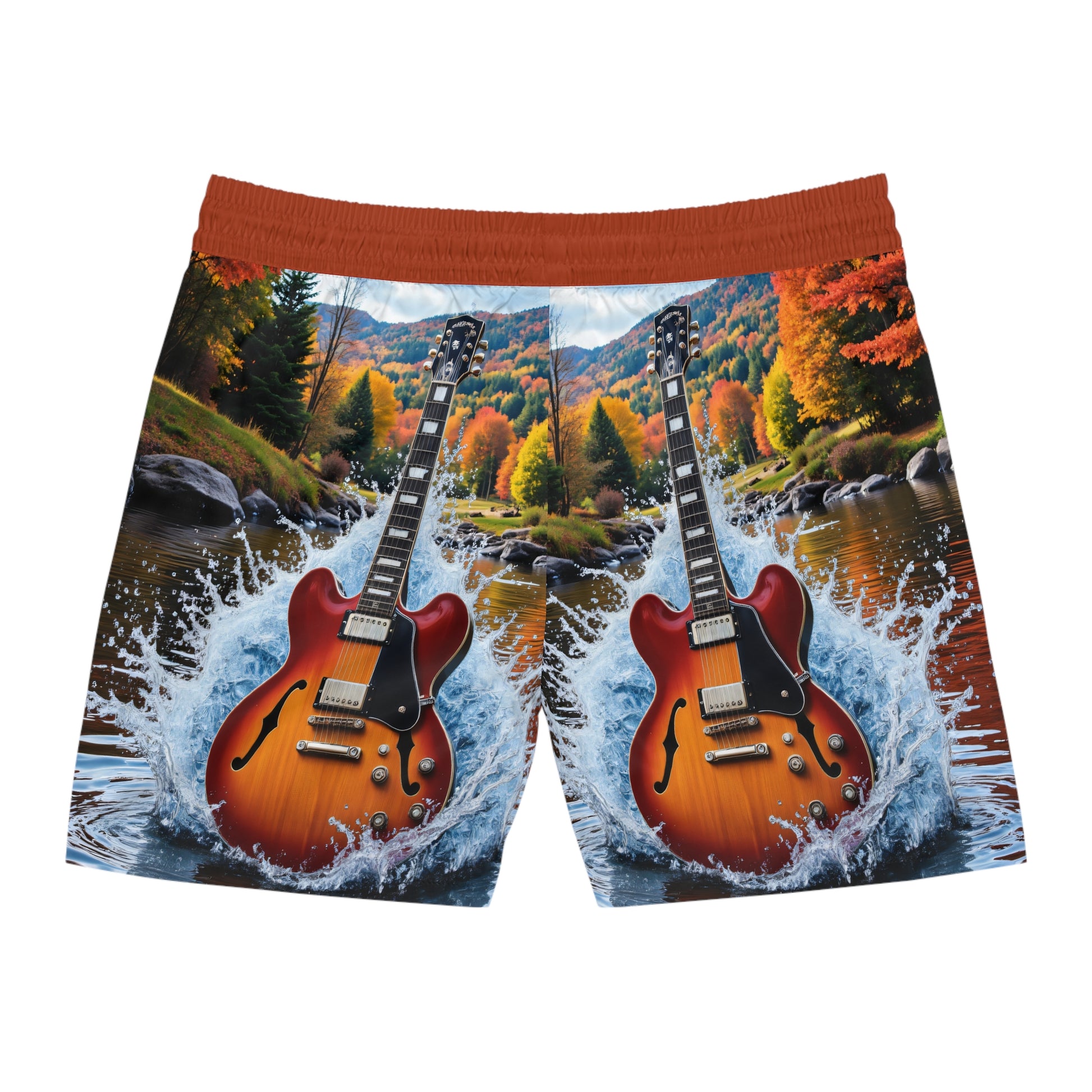 Men's Mid-Length Swim Shorts | Guitar Splash-Nicodemus Studios