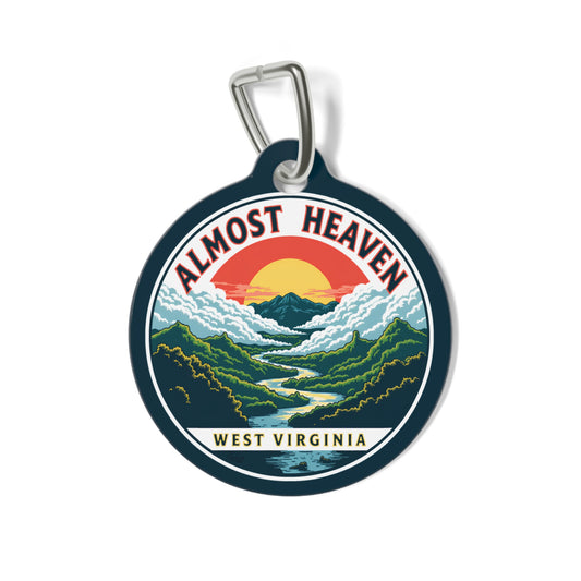 Pet Tag| "Almost Heaven West Virginia" /w WV Dandelion Design on reverse-1"-Nicodemus Studios