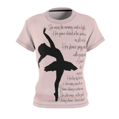 Poetic Script Dancer Tee | Blush Petal-XS-Black stitching-6 oz.-Nicodemus Studios