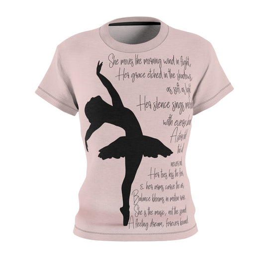 Poetic Script Dancer Tee | Blush Petal-XS-Black stitching-6 oz.-Nicodemus Studios
