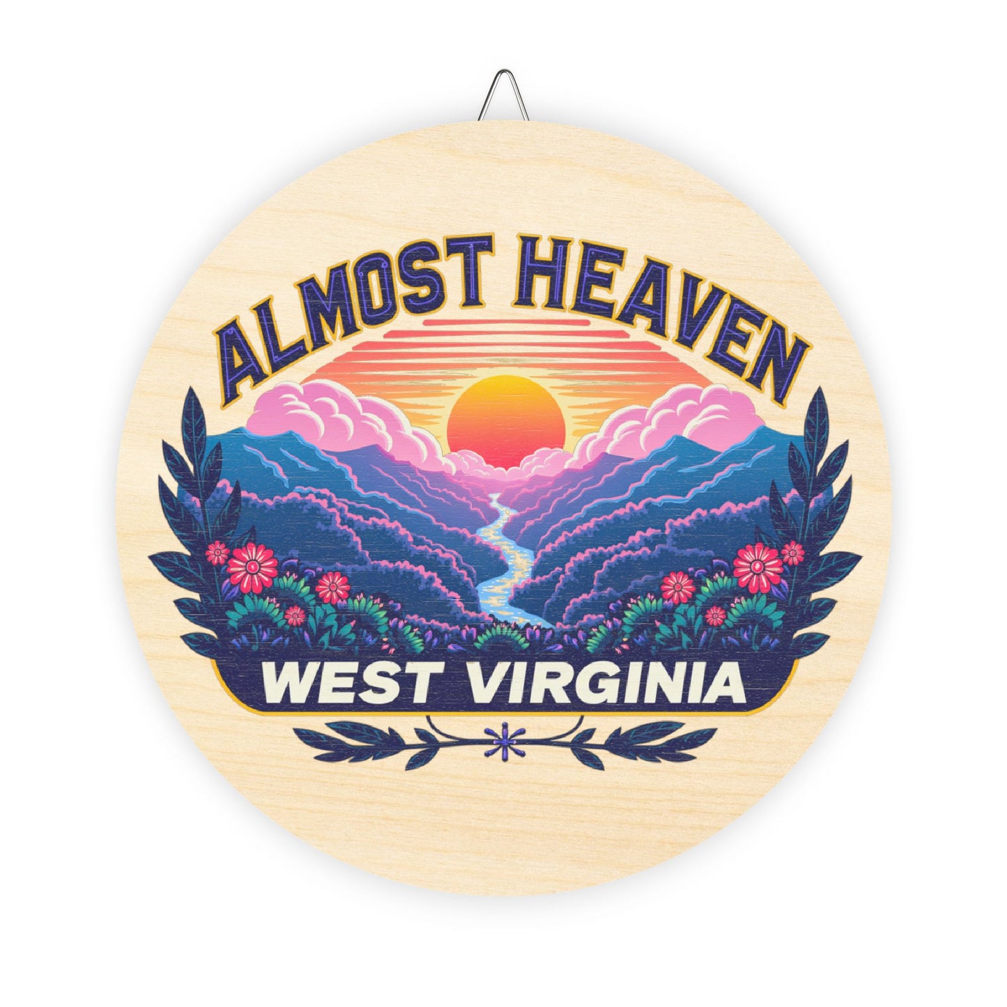 Primitive Wooden Sign Wall Decor | "Almost Heaven West Virginia"-8" × 8"-Nicodemus Studios