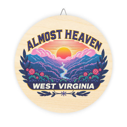 Primitive Wooden Sign Wall Decor | "Almost Heaven West Virginia"-8" × 8"-Nicodemus Studios