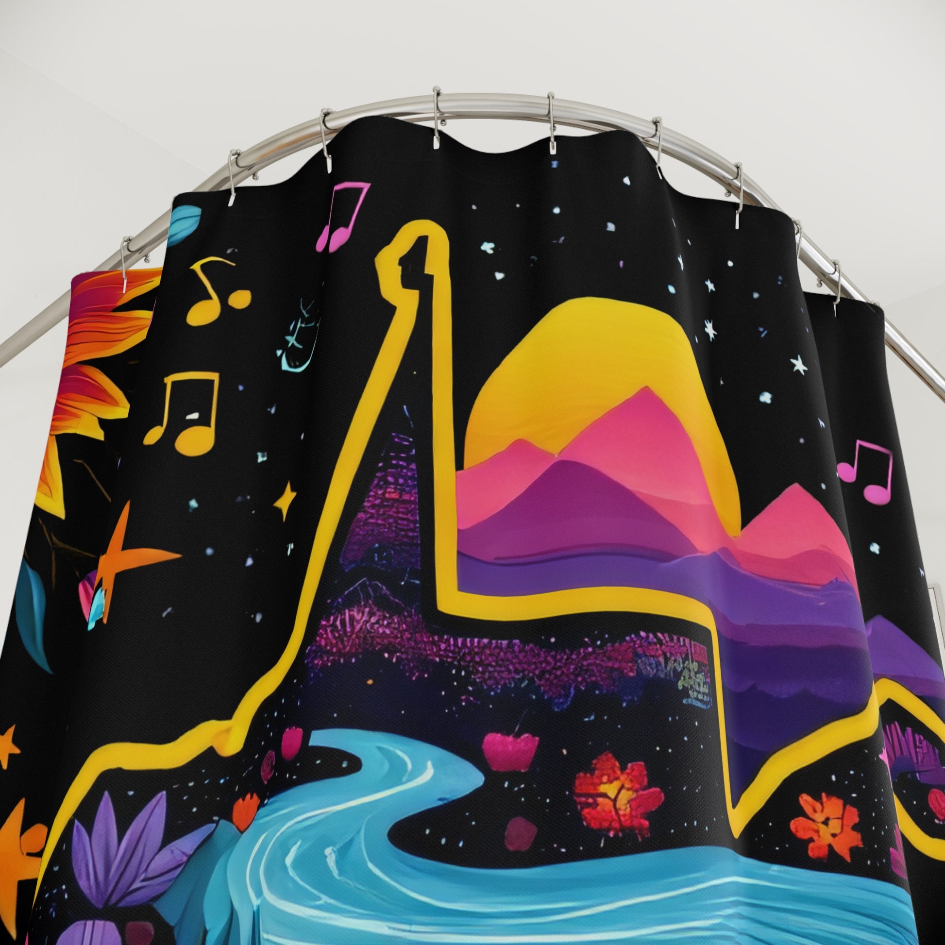 Shower Curtain | Retro Floral West Virginia-Nicodemus Studios