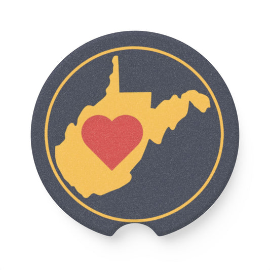 Soapstone Car Coaster | Heart WV-Classic Navy & Yellow-2.6'' × 2.6"-1pc-Nicodemus Studios