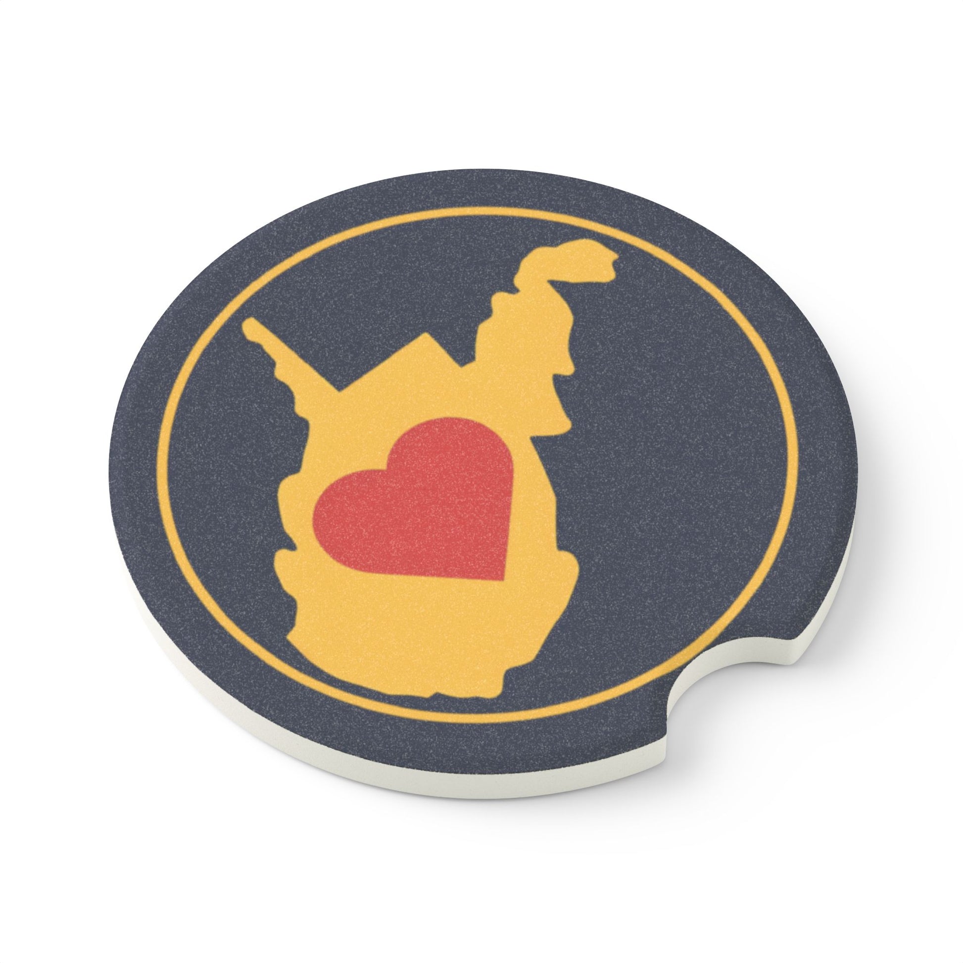 Soapstone Car Coaster | Heart WV-Classic Navy & Yellow-Nicodemus Studios