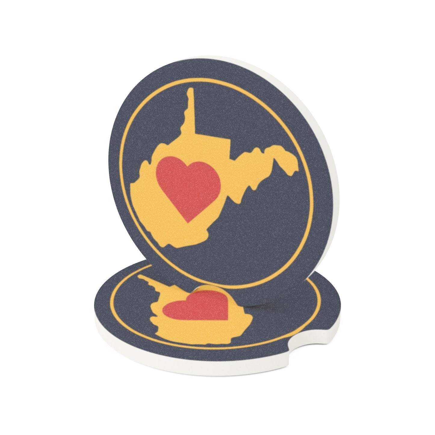 Soapstone Car Coaster | Heart WV-Classic Navy & Yellow-Nicodemus Studios
