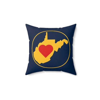Throw Pillow | Heart WV-Classic Navy and Yellow-14" × 14"-Nicodemus Studios