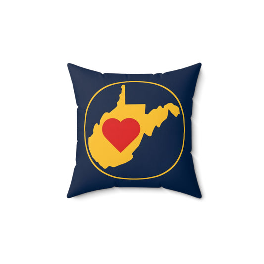 Throw Pillow | Heart WV-Classic Navy and Yellow-14" × 14"-Nicodemus Studios