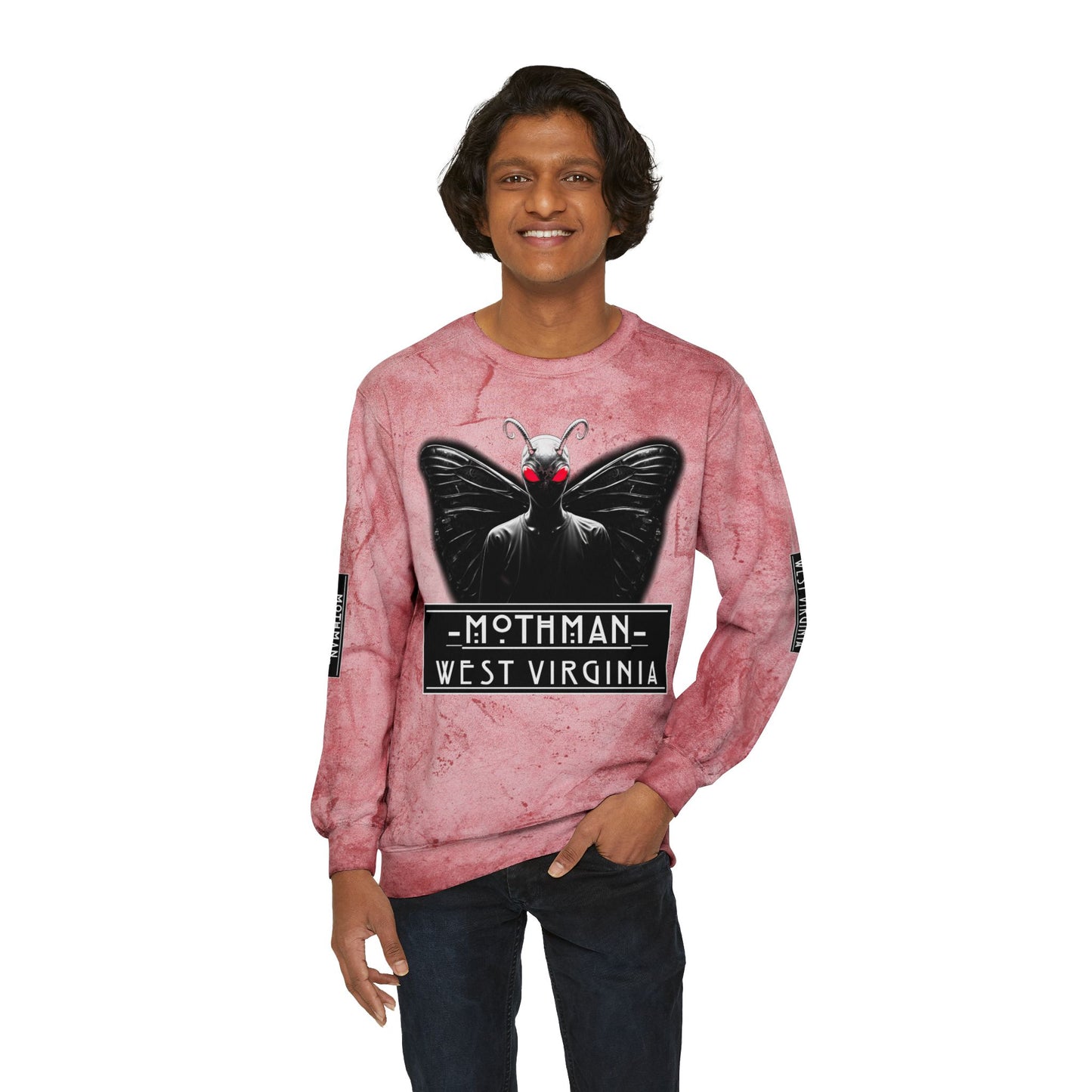 Unisex Color Blast Crewneck Sweatshirt | Mothman-Nicodemus Studios