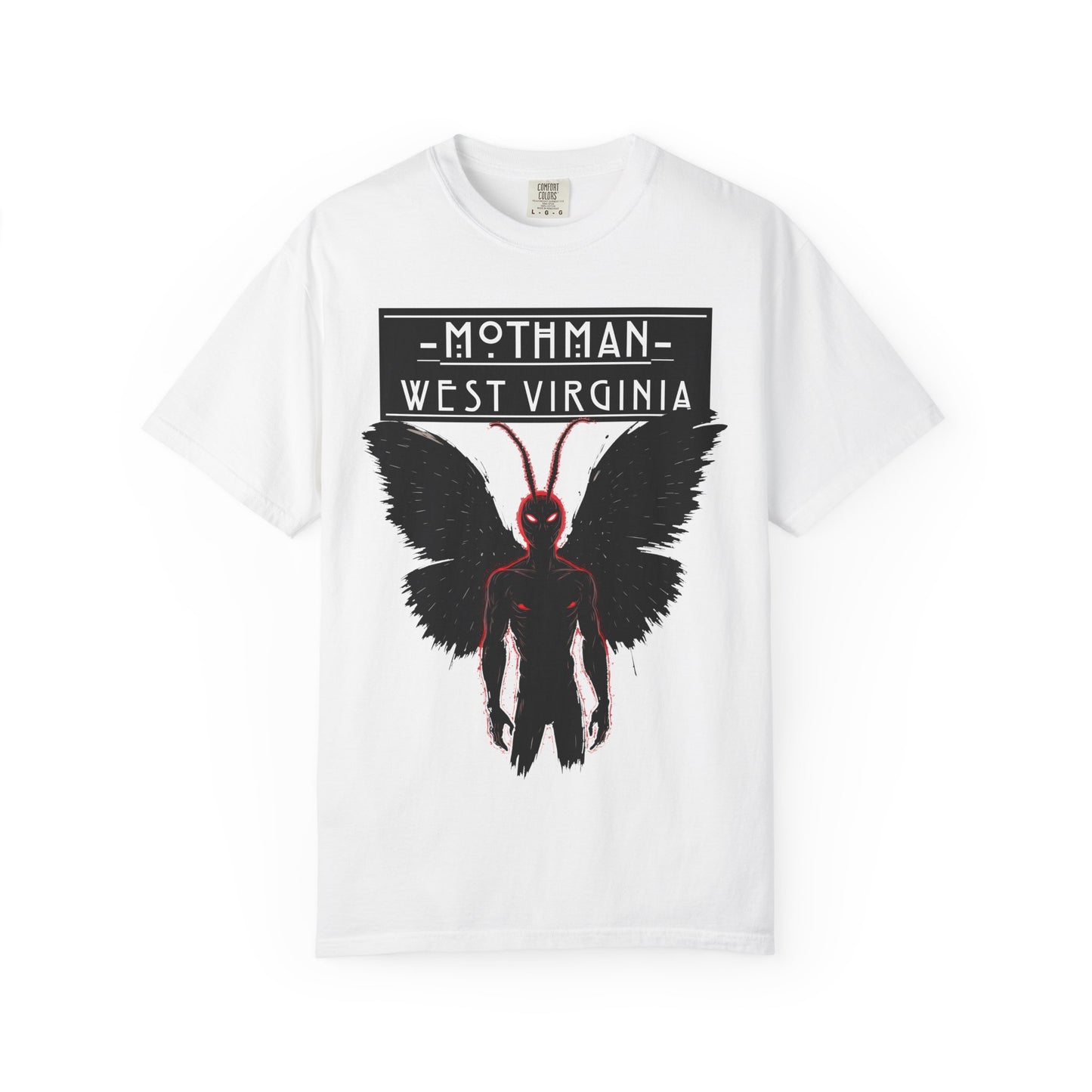 Unisex Garment-Dyed T-shirt | Mothman-White-S-Nicodemus Studios