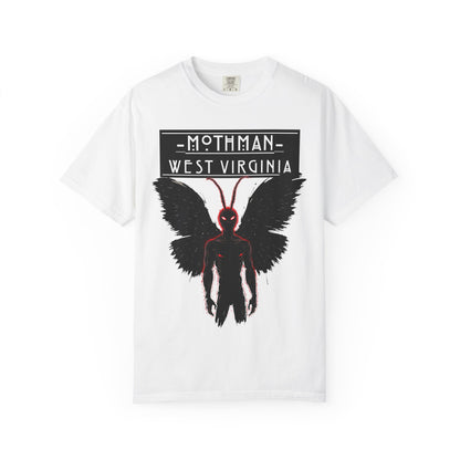 Unisex Garment-Dyed T-shirt | Mothman-White-S-Nicodemus Studios