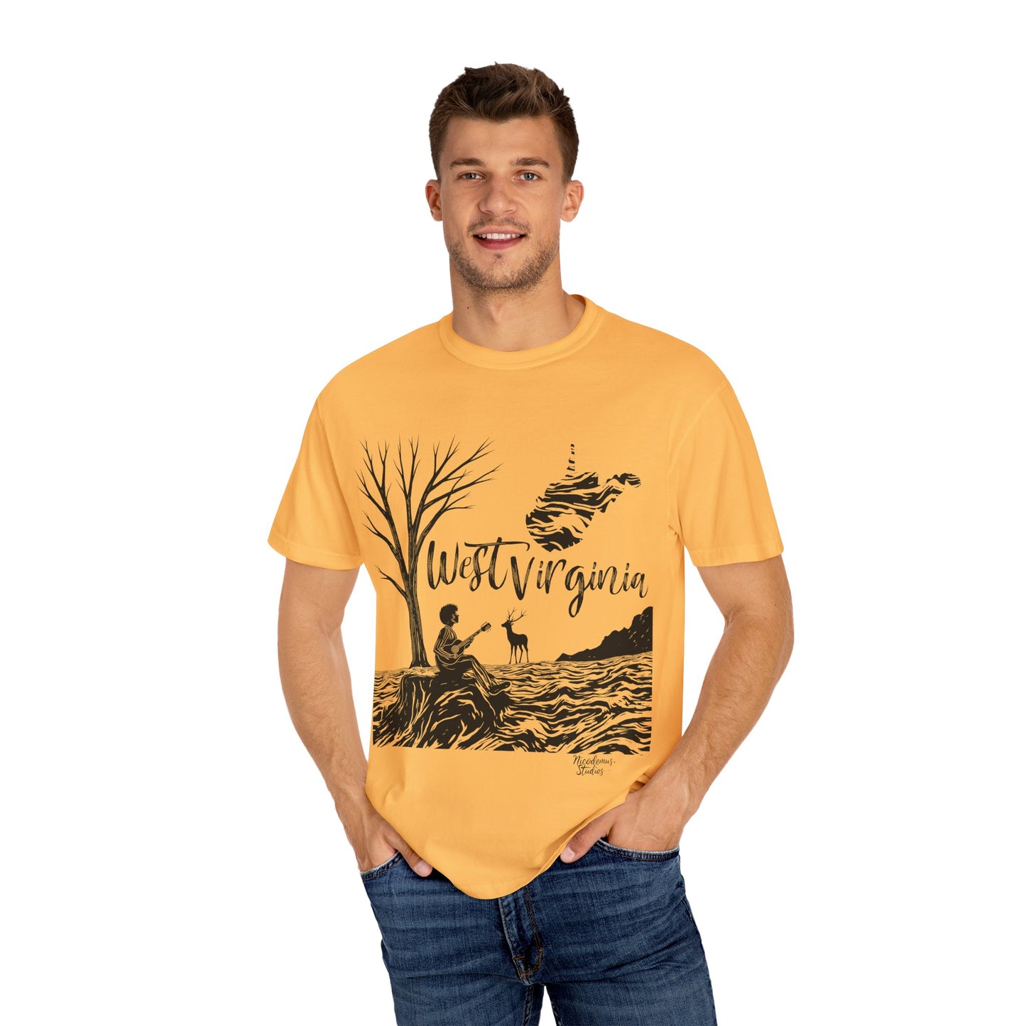 Unisex Garment-Dyed T-shirt | West Virginia Nature Scene-Nicodemus Studios