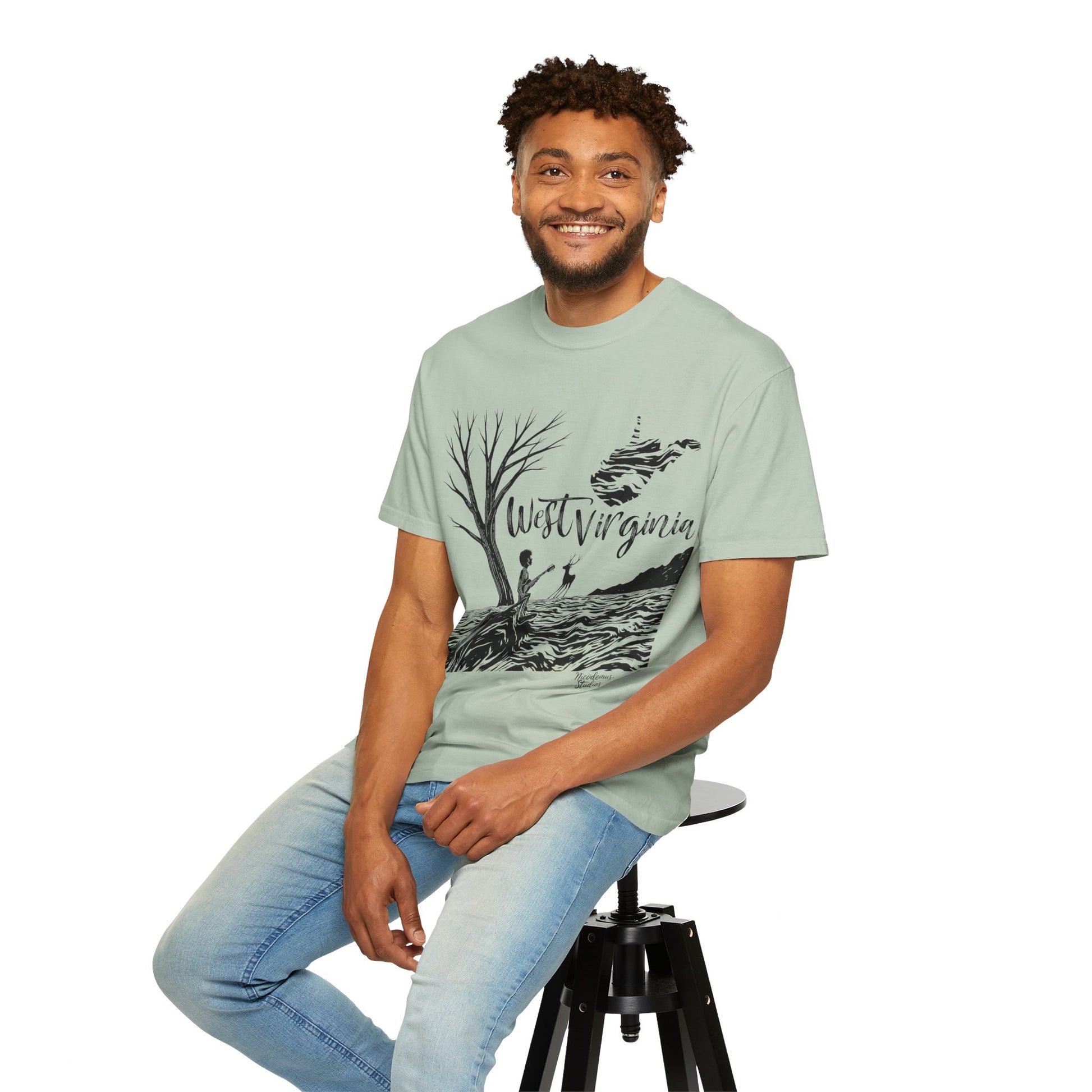 Unisex Garment-Dyed T-shirt | West Virginia Nature Scene-Nicodemus Studios